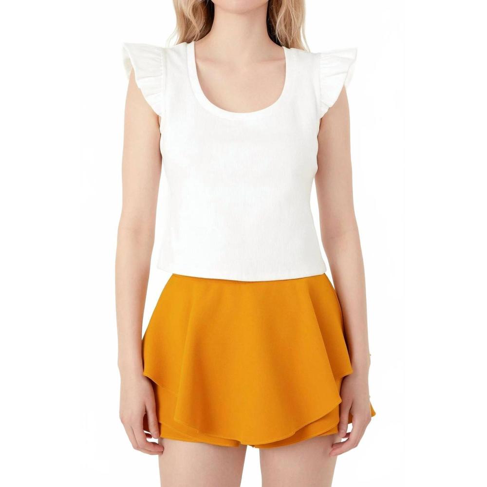 NEW 2.7 AUGUST APPAREL u-neckline ribbed knit top in white